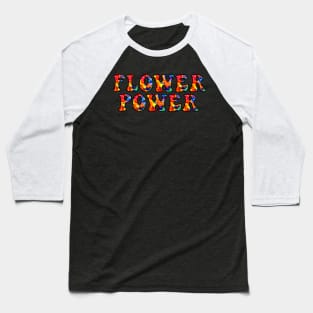 Flower Power Rainbow Lettering Baseball T-Shirt